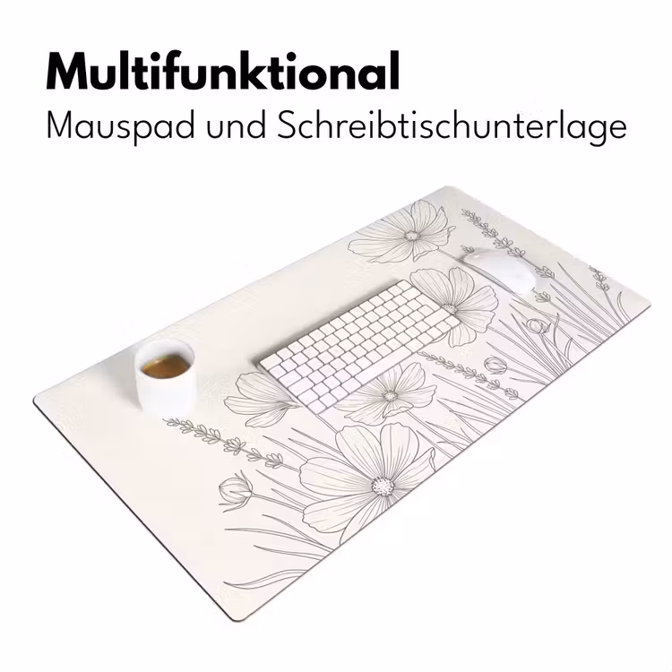 Minimalistisch - Modern - Bloemen - Beige Muismat XXL klein -ysfeer4_duits
