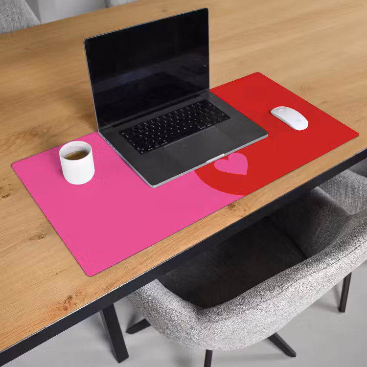 Minimalistisch - Rood - Roze - Hartjes Muismat XXL klein -sfeer1