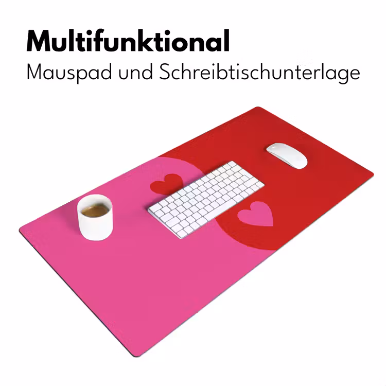 Minimalistisch - Rood - Roze - Hartjes Muismat XXL klein -ysfeer4_duits