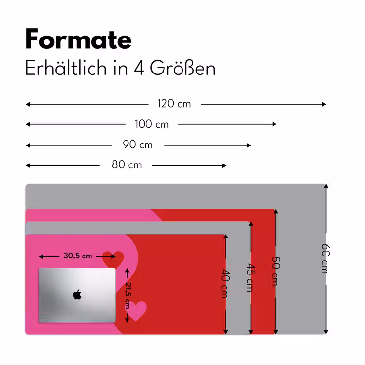 Minimalistisch - Rood - Roze - Hartjes Muismat XXL klein -ysfeer5_duits