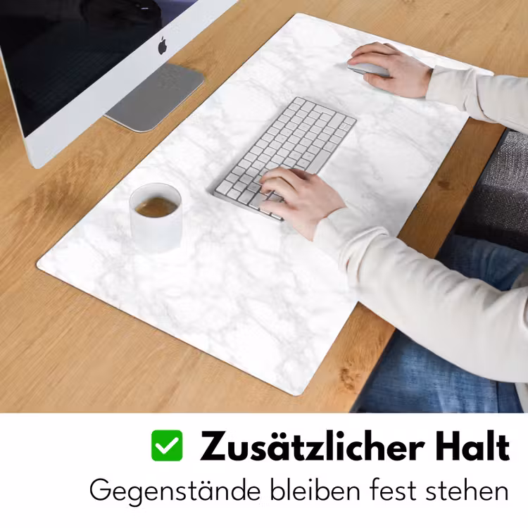 Minimalistisch - Wit - Grijze aders Muismat XXL klein 681 -ysfeer3_duits