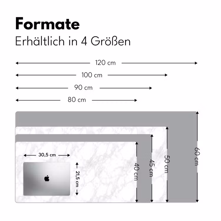Minimalistisch - Wit - Grijze aders Muismat XXL klein 681 -ysfeer5_duits