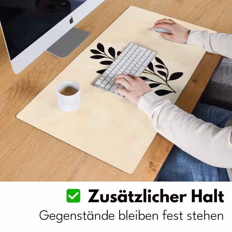 Minimalistisch - Tak - Bladeren - Zwart Muismat XXL klein -ysfeer3_duits