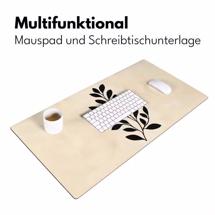 Minimalistisch - Tak - Bladeren - Zwart Muismat XXL klein -ysfeer4_duits