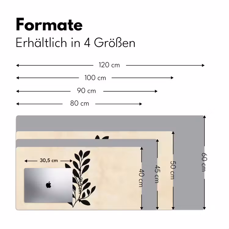 Minimalistisch - Tak - Bladeren - Zwart Muismat XXL klein -ysfeer5_duits
