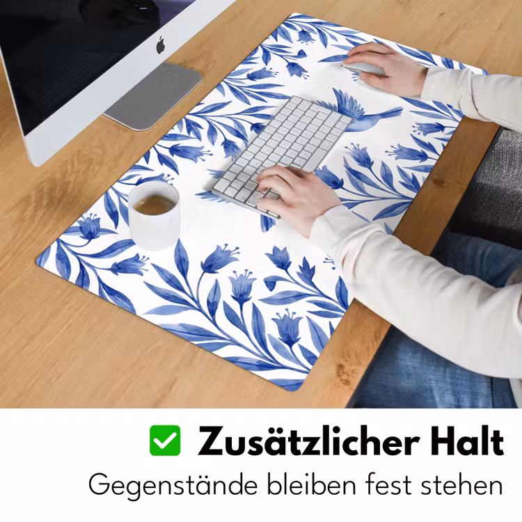 Modern - Vogels - Delfts - Blauw Muismat XXL klein -ysfeer3_duits
