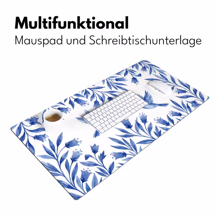 Modern - Vogels - Delfts - Blauw Muismat XXL klein -ysfeer4_duits