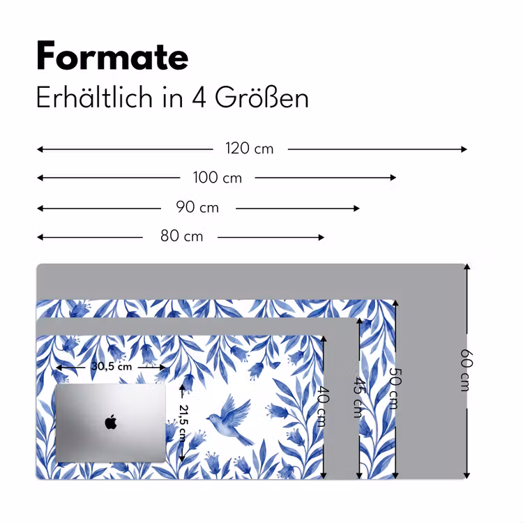 Modern - Vogels - Delfts - Blauw Muismat XXL klein -ysfeer5_duits