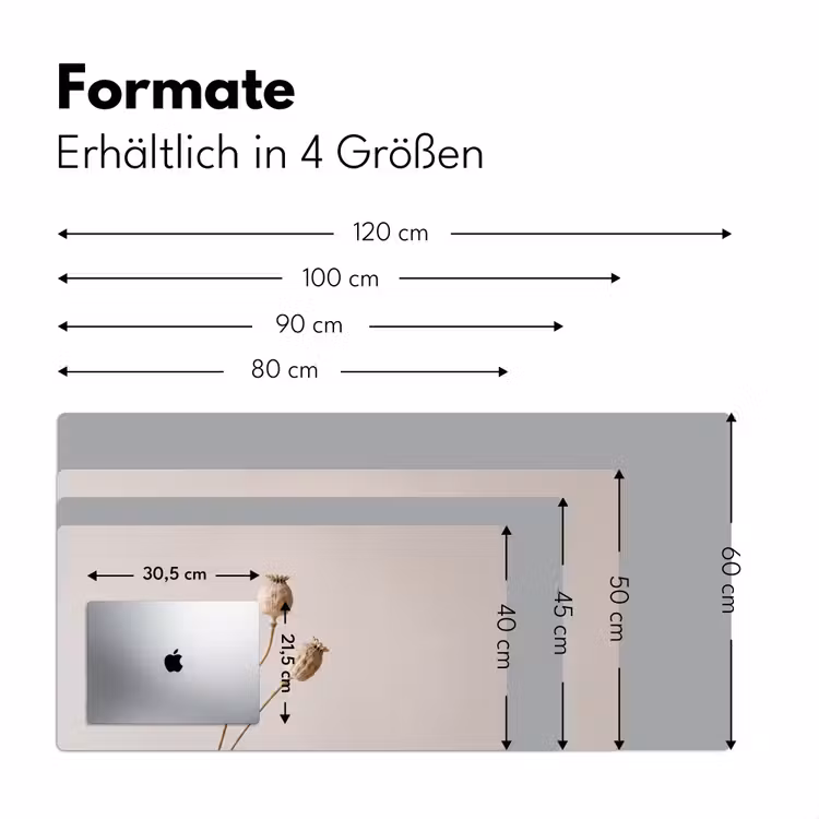Papaverbollen - Droogbloemen - Minimalistisch - Beige - Rustig Muismat XXL klein -ysfeer5_duits