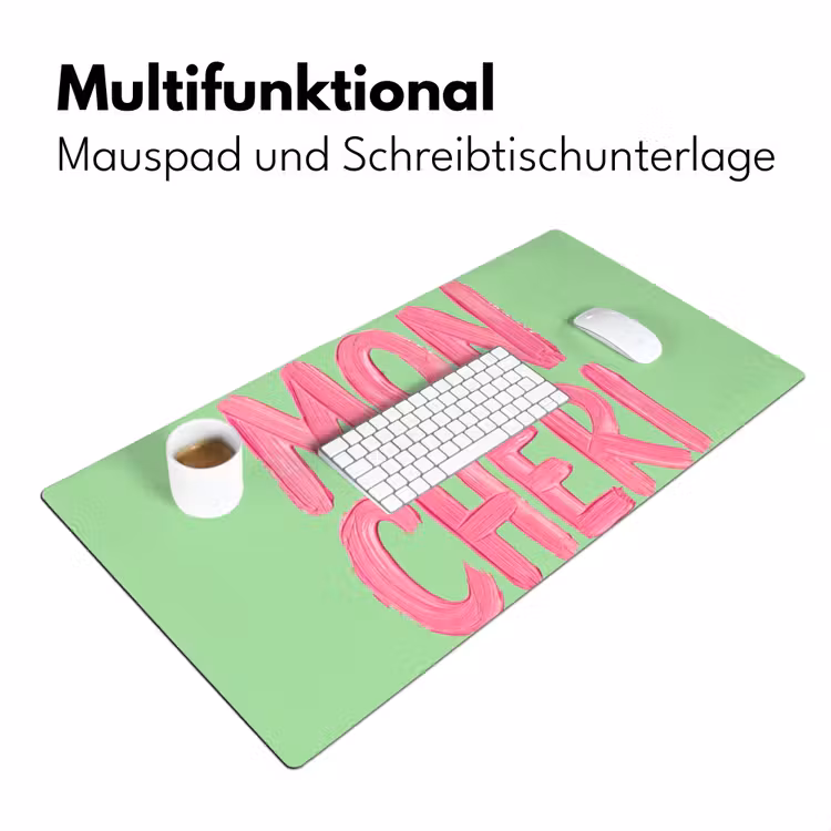 Mon cheri - Groen - Roze Muismat XXL klein -ysfeer4_duits