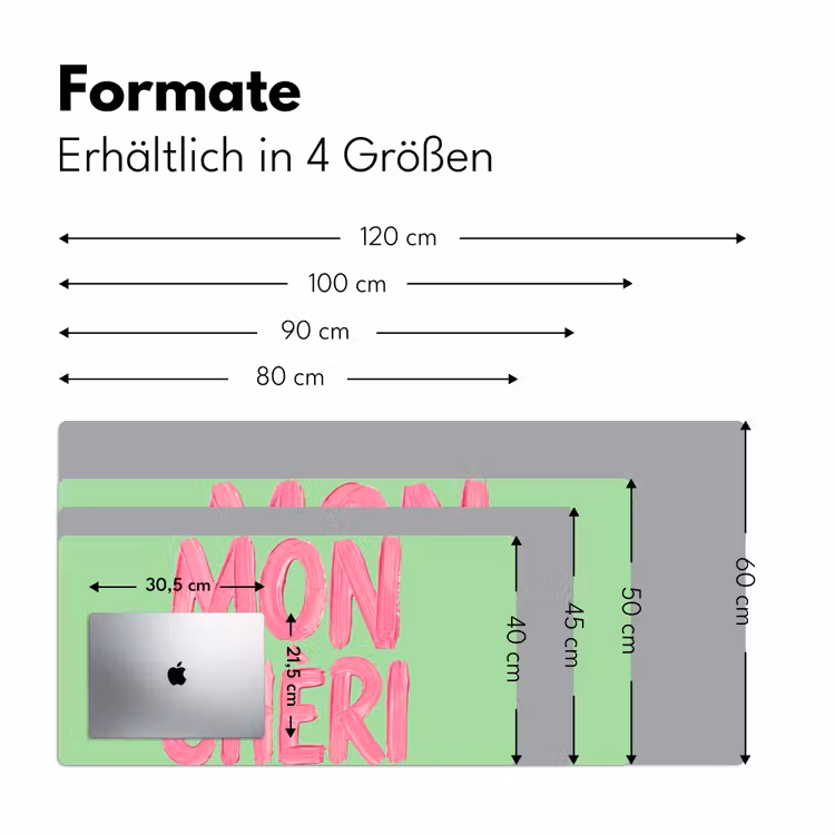 Mon cheri - Groen - Roze Muismat XXL klein -ysfeer5_duits