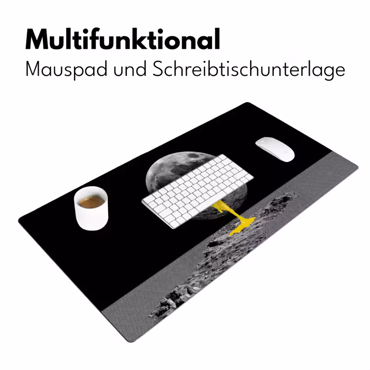 Maan - Geel - Roze - Zwart Muismat XXL klein -ysfeer4_duits