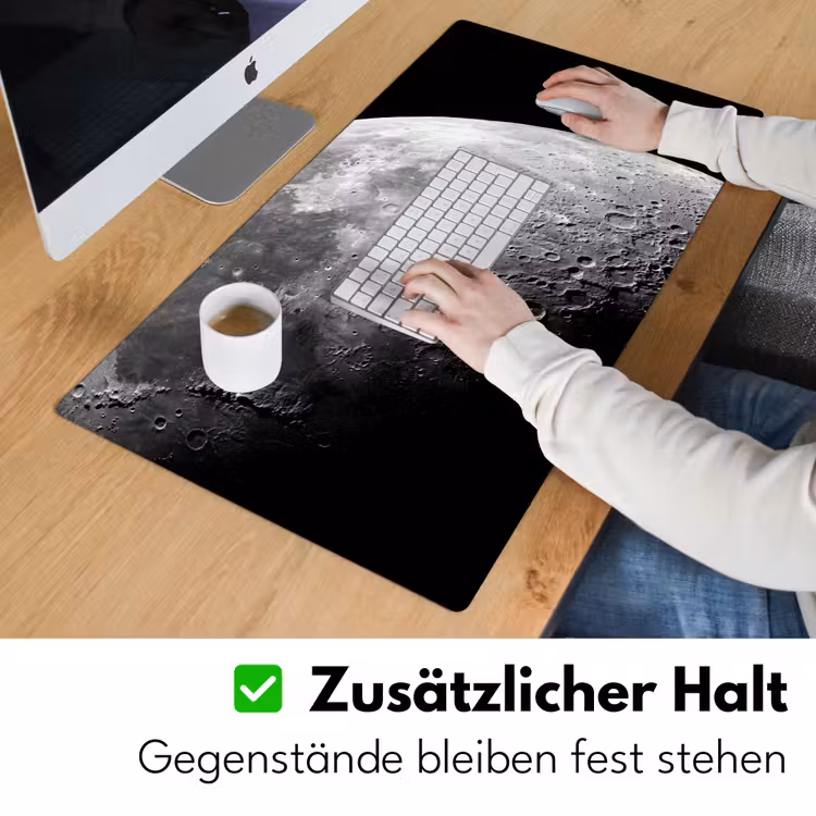 Schreibtischunterlage - Mond – Krater – Weltraum - Maan - Kraters - Ruimte Muismat XXL klein