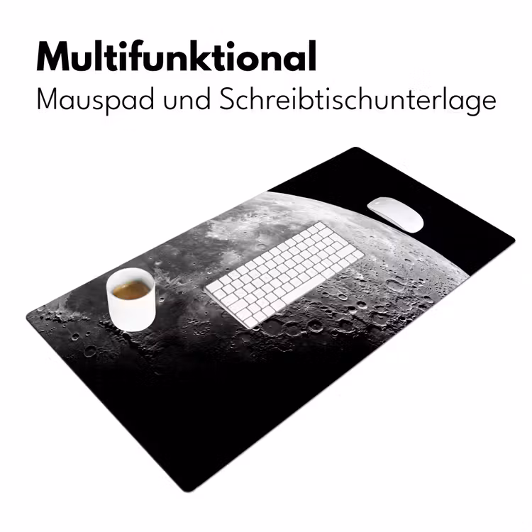 Schreibtischunterlage - Mond – Krater – Weltraum - Maan - Kraters - Ruimte Muismat XXL klein