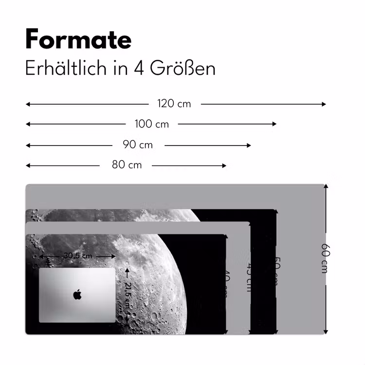 Schreibtischunterlage - Mond – Krater – Weltraum - Maan - Kraters - Ruimte Muismat XXL klein