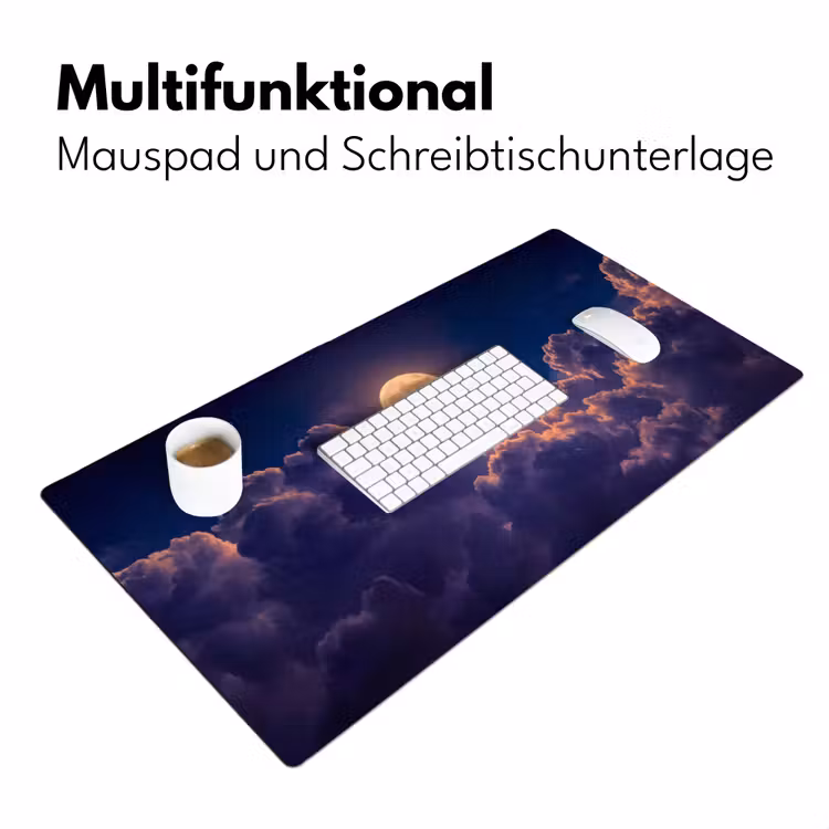 Maan - Wolken - Nacht - Oranje Muismat XXL klein -ysfeer4_duits