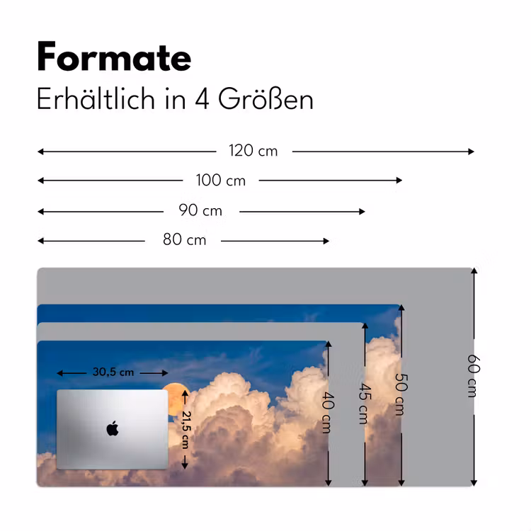 Maan - Wolken - Natuur - Oranje Muismat XXL klein -ysfeer5_duits