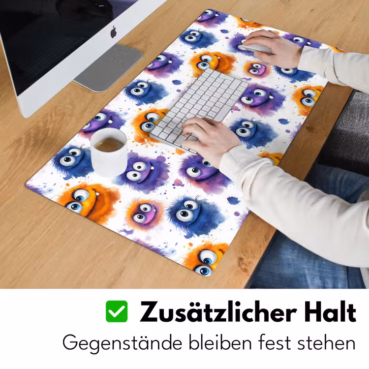 Monstertjes - Aquarel - Kleurrijk Muismat XXL klein 681 -ysfeer3_duits