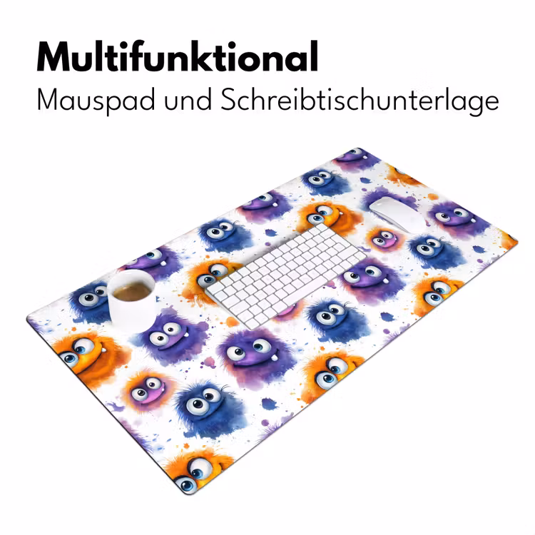Monstertjes - Aquarel - Kleurrijk Muismat XXL klein 681 -ysfeer4_duits
