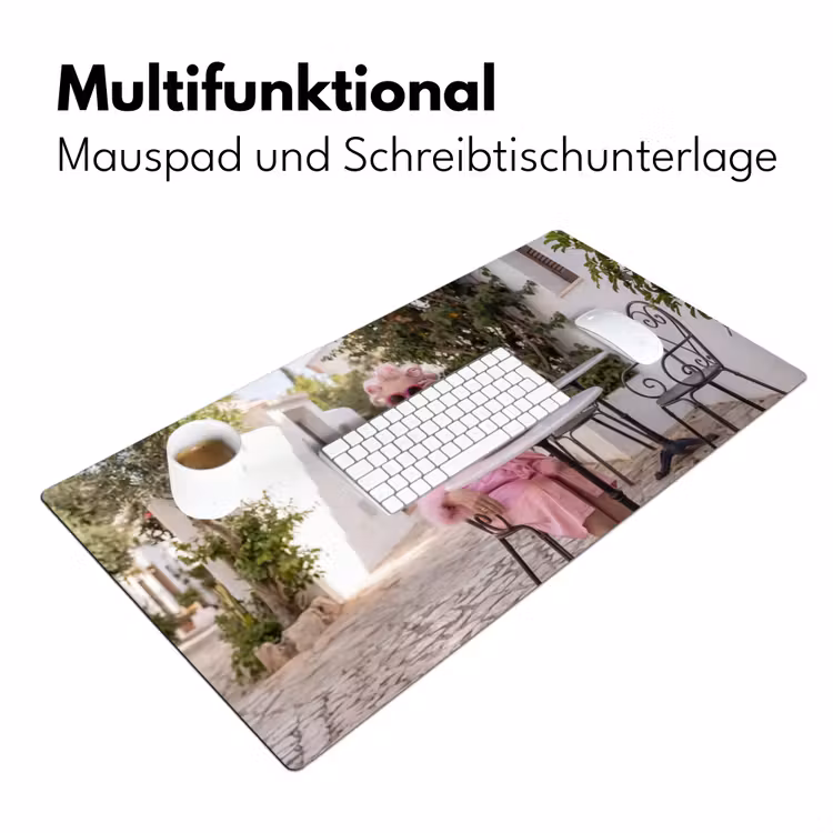 Ochtendjas - Krulspelden - Roze Muismat XXL klein -ysfeer4_duits