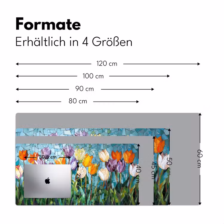 Mozaïek - Veld - Tulpen - Kleurrijk Muismat XXL klein -ysfeer5_duits