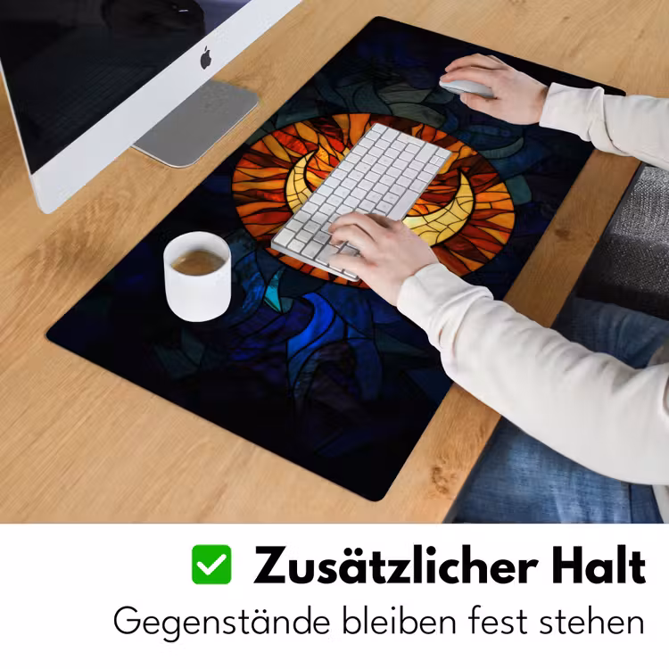 Mozaïek - Glas - Maan - Donkerblauw Muismat XXL klein -ysfeer3_duits