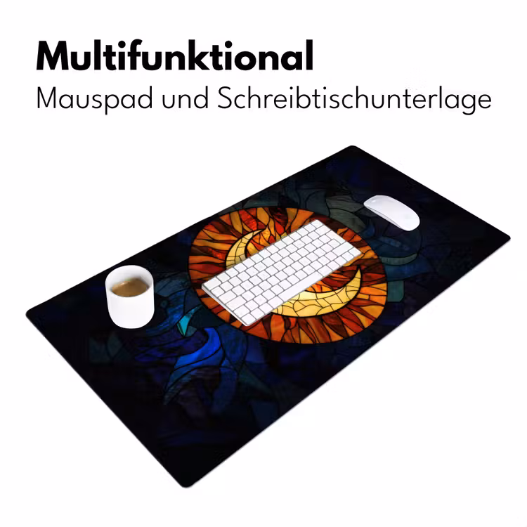 Mozaïek - Glas - Maan - Donkerblauw Muismat XXL klein -ysfeer4_duits