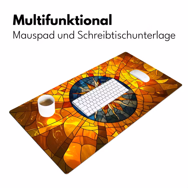 Mozaïek - Zon - Geel - Cirkel Muismat XXL klein -ysfeer4_duits
