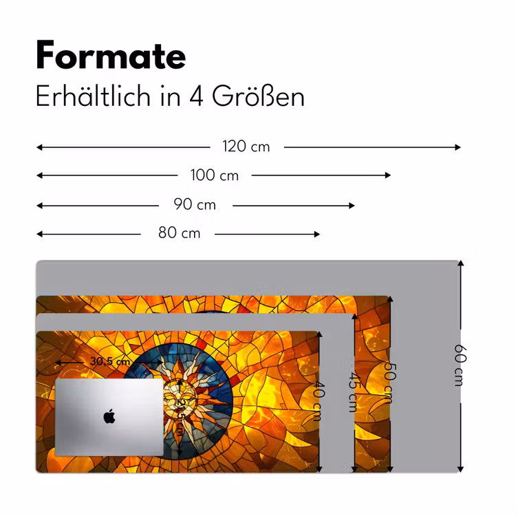 Mozaïek - Zon - Geel - Cirkel Muismat XXL klein -ysfeer5_duits