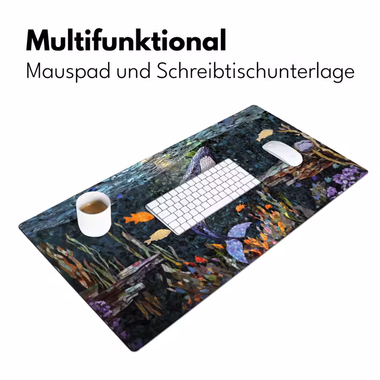 Mozaïek - Walvis - Koraal - Water Muismat XXL klein -ysfeer4_duits