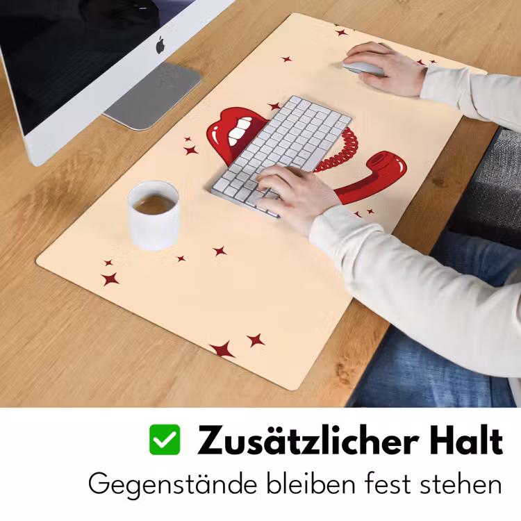 Schreibtischunterlage - Mund – Telefon – Pop-Art – Rot – Illustration — 3