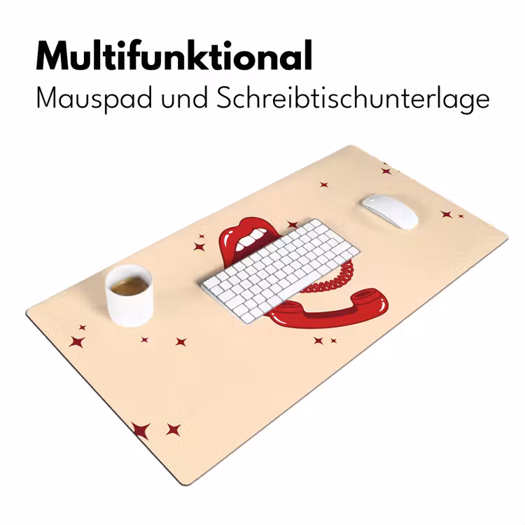 Schreibtischunterlage - Mund – Telefon – Pop-Art – Rot – Illustration — 4