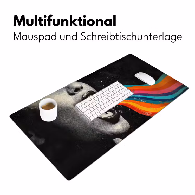 Mond - Golven - Regenboog Muismat XXL klein -ysfeer4_duits