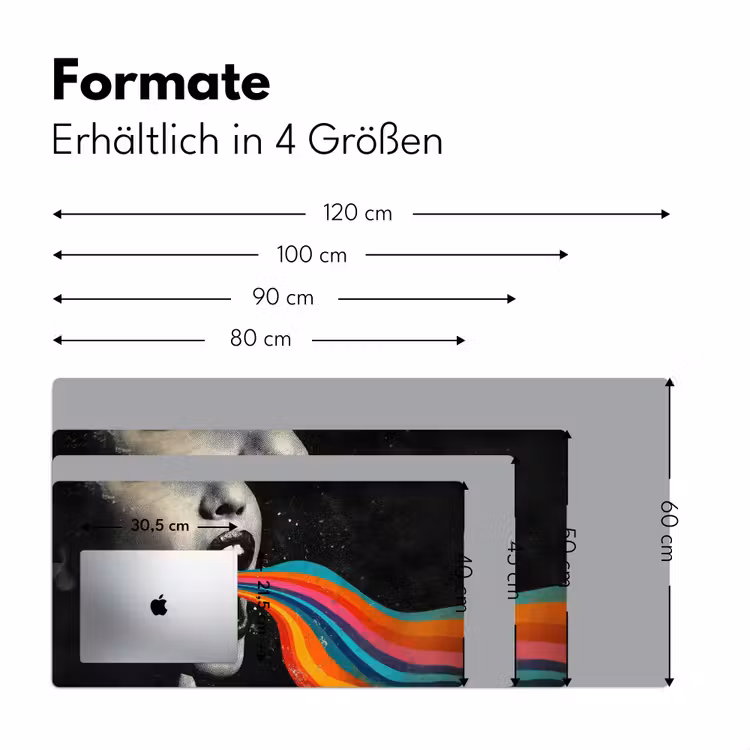 Mond - Golven - Regenboog Muismat XXL klein -ysfeer5_duits