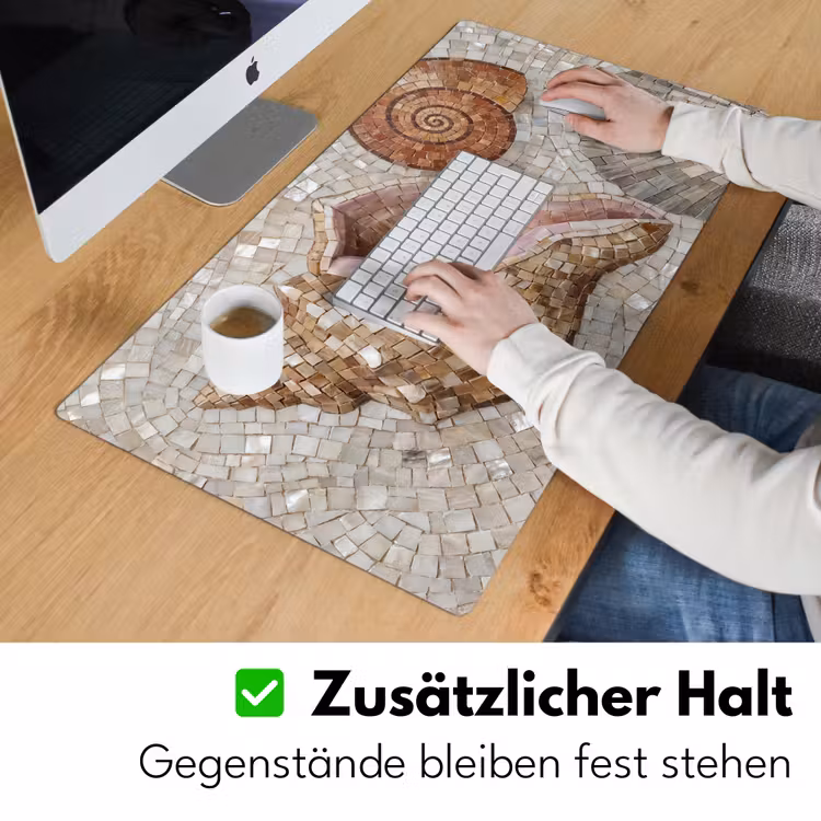 Schelp - Mozaïek - Zee - Beige - Modern Muismat XXL klein -ysfeer3_duits