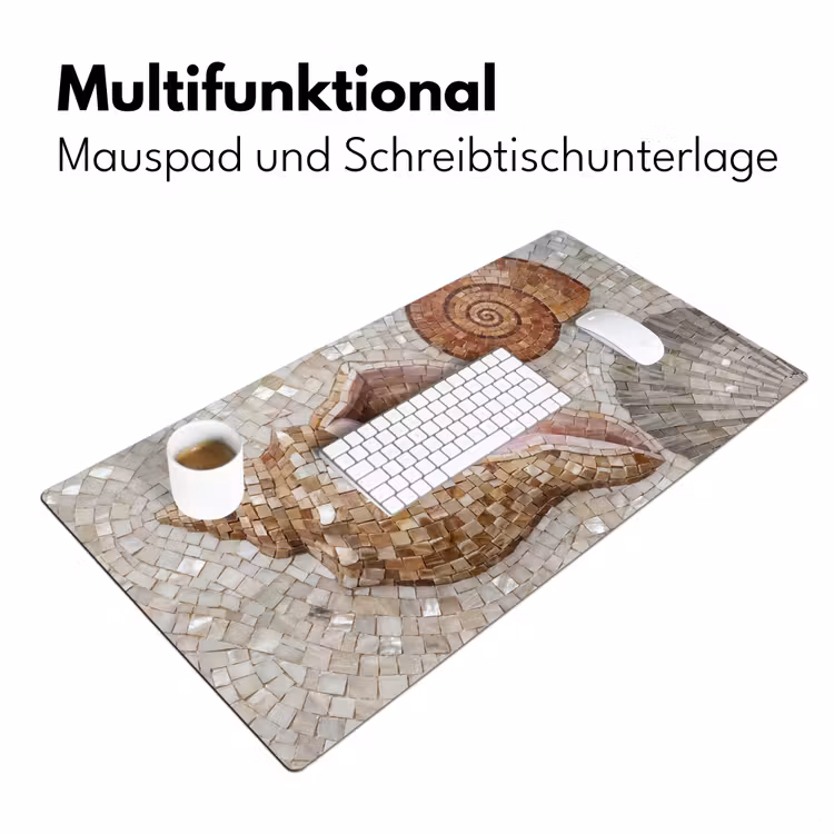 Schelp - Mozaïek - Zee - Beige - Modern Muismat XXL klein -ysfeer4_duits