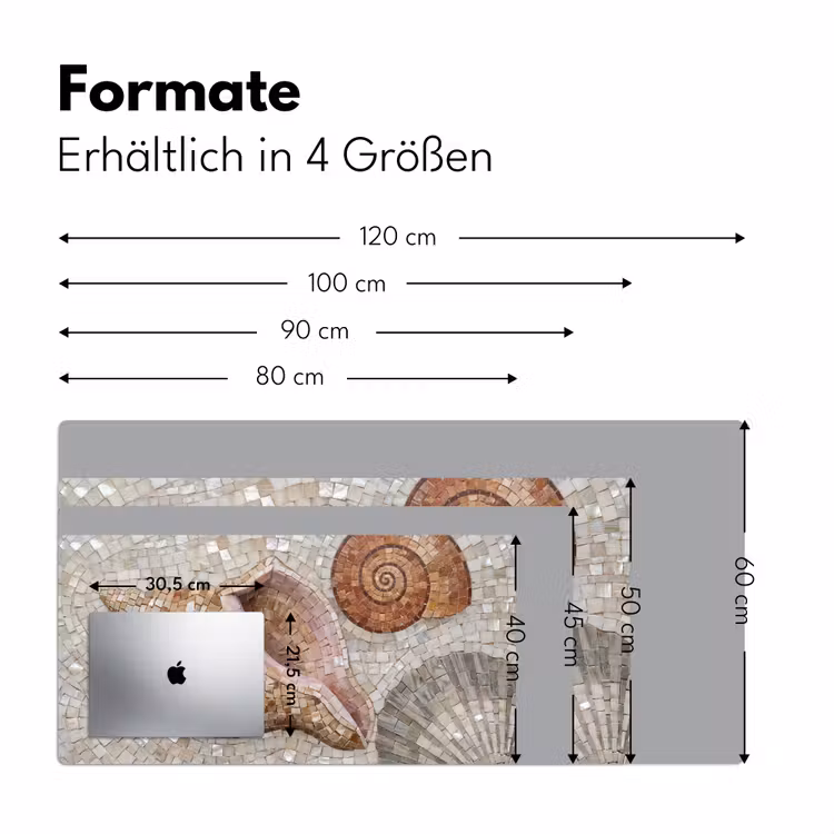 Schelp - Mozaïek - Zee - Beige - Modern Muismat XXL klein -ysfeer5_duits