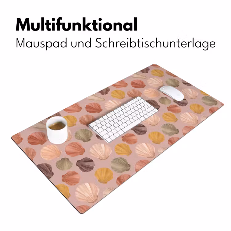 Schelp - Patroon - Zee - Aquarel - Aardetinten Muismat XXL klein -ysfeer4_duits
