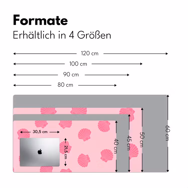 Schelp - Patroon - Zee - Modern - Roze Muismat XXL klein -ysfeer5_duits