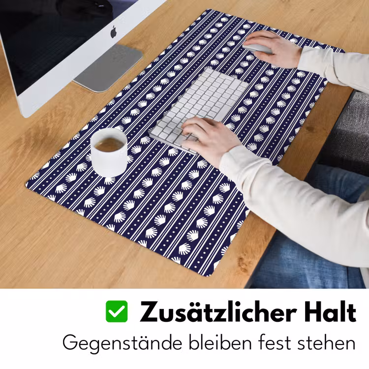 Schelp - Nautisch - Blauw - Wit Muismat XXL klein 681 -ysfeer3_duits