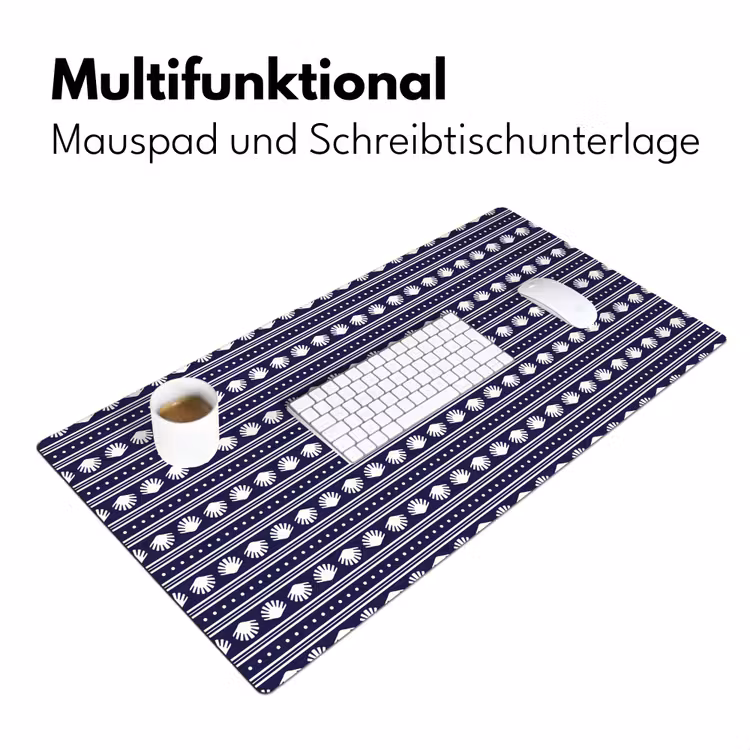 Schelp - Nautisch - Blauw - Wit Muismat XXL klein 681 -ysfeer4_duits
