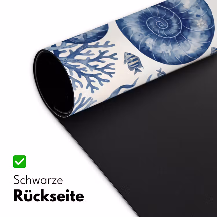 Schelp - Spiraal - Zeeleven - Aquarel - Blauw Muismat XXL klein -ysfeer2_duits