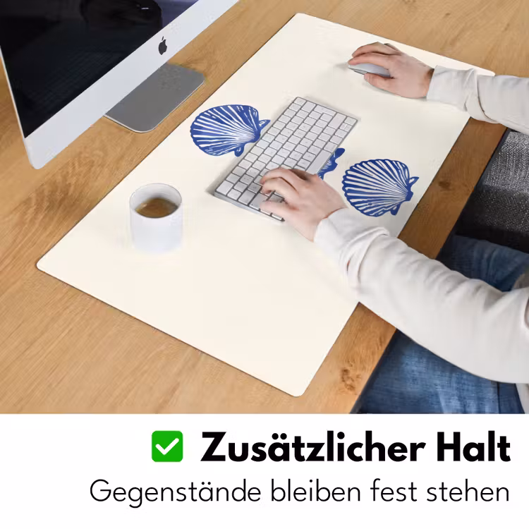 Schelpen - Blauw - Patroon Muismat XXL klein -ysfeer3_duits