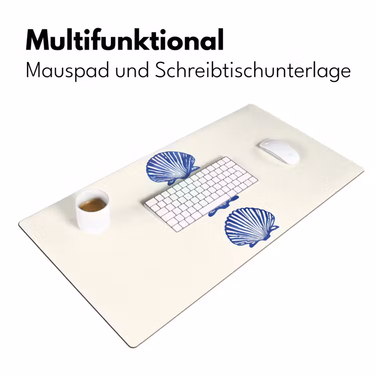 Schelpen - Blauw - Patroon Muismat XXL klein -ysfeer4_duits