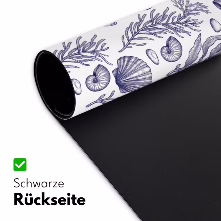 Schelpen - Zeewier - Oceaan - Illustratie - Blauw Muismat XXL klein -ysfeer2_duits