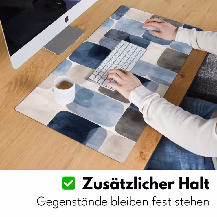 Patroon - Blauw - Vierkanten Muismat XXL klein -ysfeer3_duits