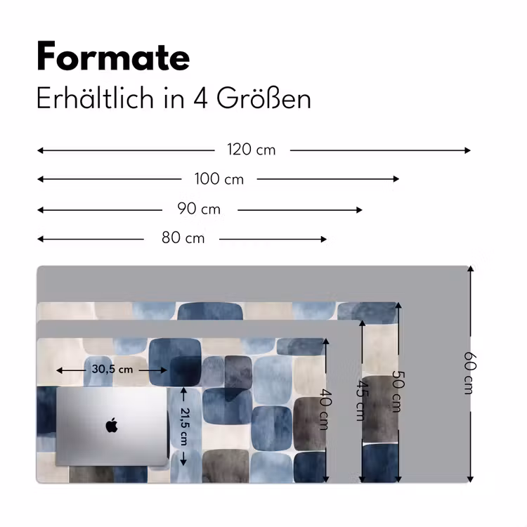 Patroon - Blauw - Vierkanten Muismat XXL klein -ysfeer5_duits