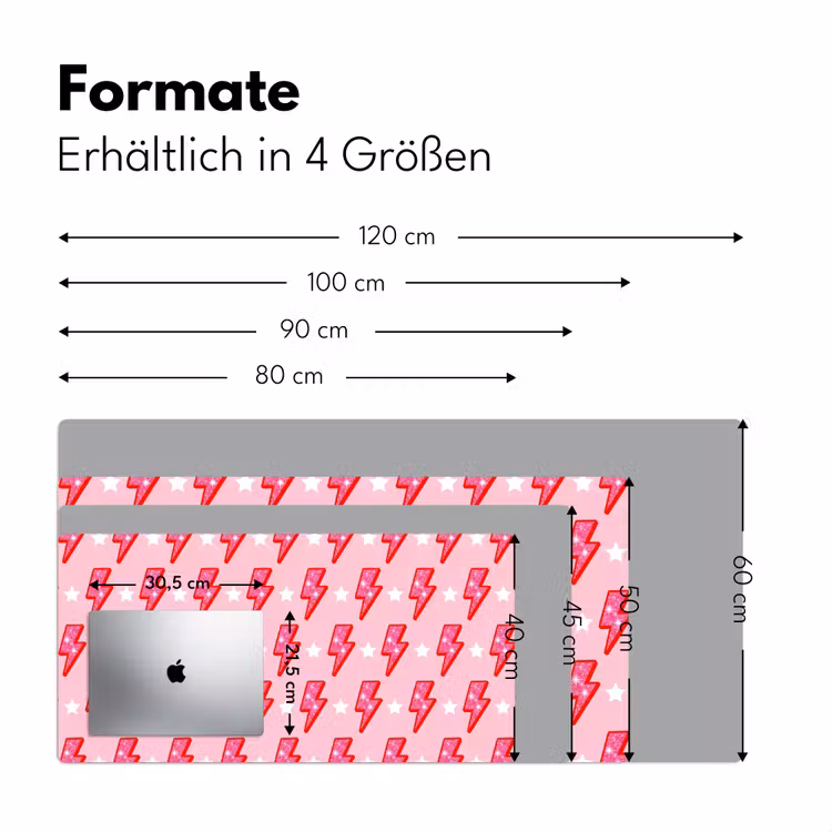 Patroon - Bliksem - Ster - Glitter - Roze Muismat XXL klein -ysfeer5_duits