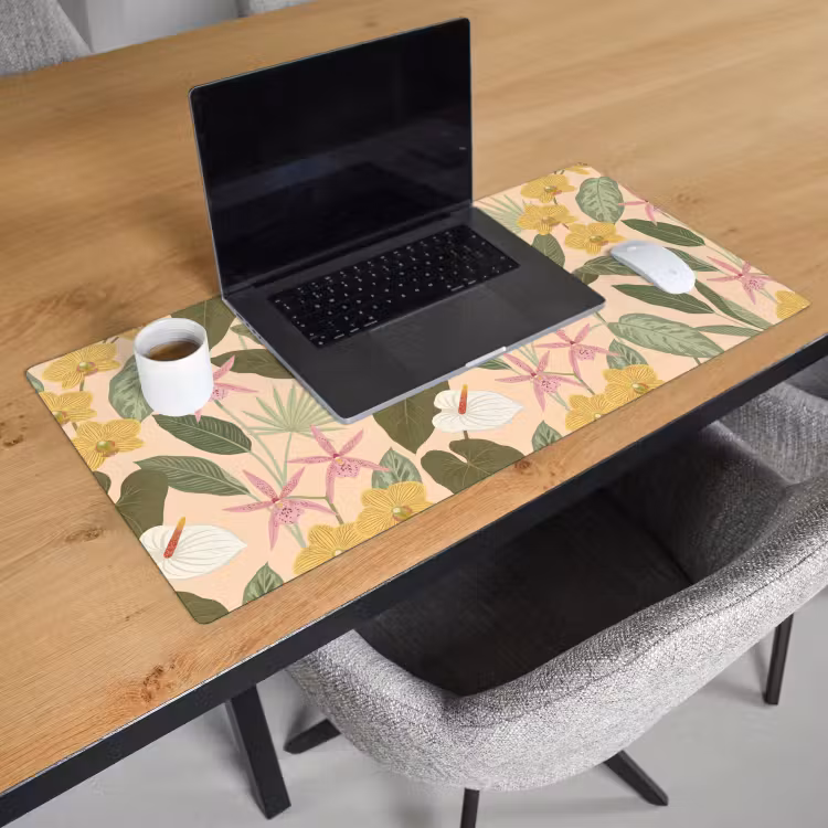 Patroon - Bloemen - Kleurrijk Muismat XXL klein -sfeer1