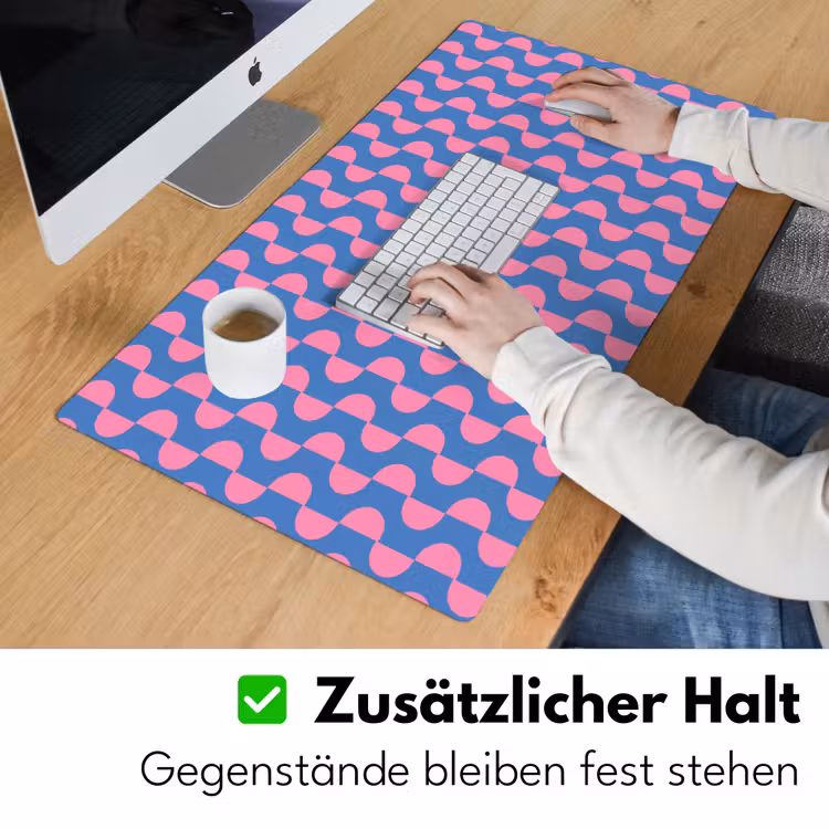 Schreibtischunterlage - Muster – Halbkreise – Abstrakt – Modern – Rosa – Blau — 3